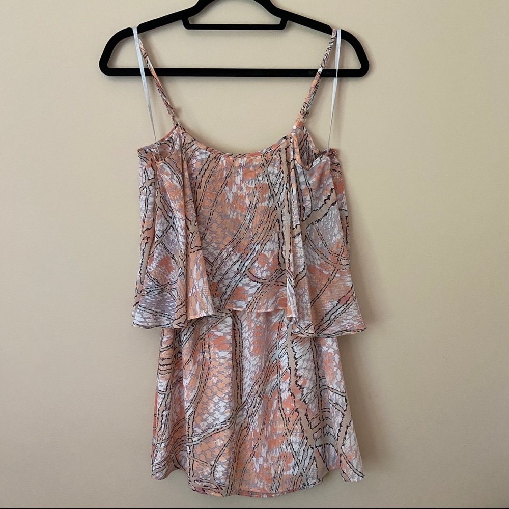 LOVERS + FRIENDS Silky Pink Tiered Ruffle Dress
